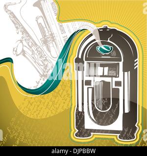 Designed conceptual background with jukebox Stock Vector