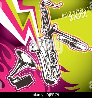 Designed electro jazz artistic banner Stock Vector