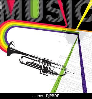 Designed music banner with trumpet Stock Vector