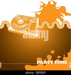Designed party banner with turntable Stock Vector