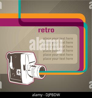 Designed retro banner with old camera Stock Vector