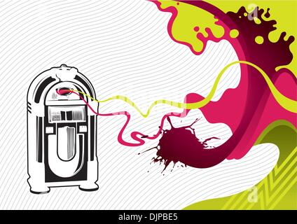 Designed stylized banner with jukebox Stock Vector