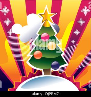 Funny christmas tree background Stock Vector