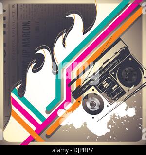 Illiustrated artistic background with retro objects Stock Vector