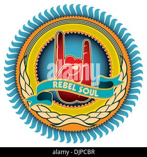 Illustrated colorful rebel emblem with retro elements Stock Vector