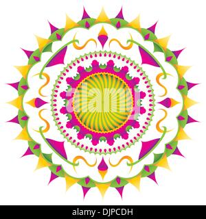 Illustrated modish arabesque with colorful elements Stock Vector