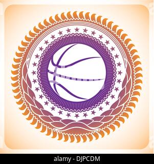 Illustrated modish basketball emblem Stock Vector