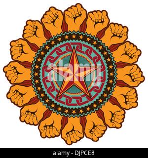 Illustrated rebel badge with retro elements Stock Vector