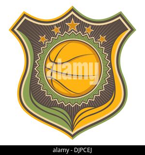 Illustrated retro basketball crest Stock Vector