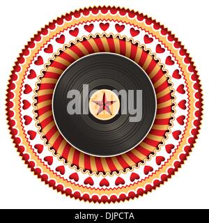 Illustrated stylish label with vinyl Stock Vector
