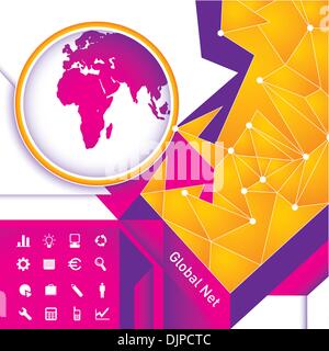 Illustrated technology background with globe Stock Vector