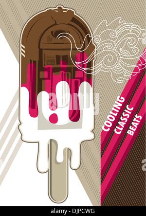 Jukebox ice cream designed artistic banner Stock Vector