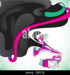 Modern background with old gramophone Stock Vector