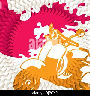 Modern background with stylized scooter Stock Vector