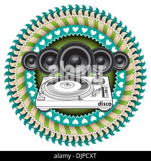 Modern clubbing label with speakers Stock Vector