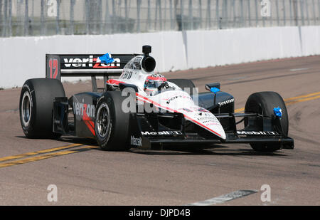 Mar. 29, 2010 - St. Petersburg, Florida, USA - JAMES BORCHUCK  |   Times.SP 320760 BORC grandprix 16 (3/29/10) (St. Petersburg, FL) Will Power rounds turn 10 with parts of a banner stuck to his front bumper, mirror and rear stabilizer duirng the middle laps of the Honda Grand Prix of St. Petersburg Monday, March 29, 2010.      [JAMES BORCHUCK, Times] (Credit Image: © St. Petersburg Stock Photo