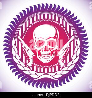 Modish emblem with illustrated skull Stock Vector