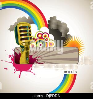 Music banner with designed retro elements Stock Vector