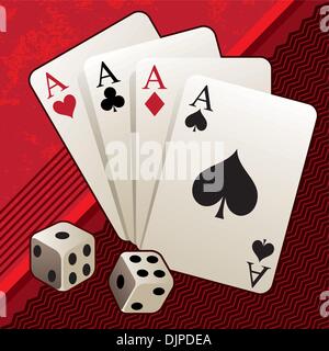 Playing cards with dices Stock Vector