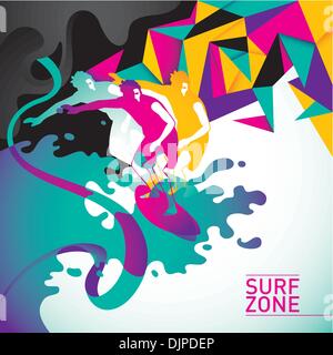 Psychedelic surfing background in color Stock Vector