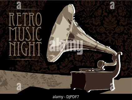 retro gramophone poster Stock Vector