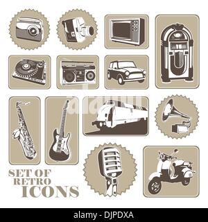 Set of different retro icons Stock Vector