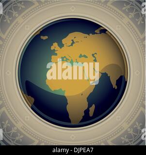 Vintage world map designed banner Stock Vector