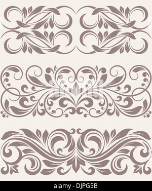 set vintage ornate border frame filigree Stock Photo