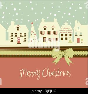 Christmas card, cute town at christmas time Stock Vector