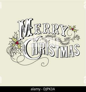 Vintage Christmas Card. Merry Christmas lettering Stock Vector