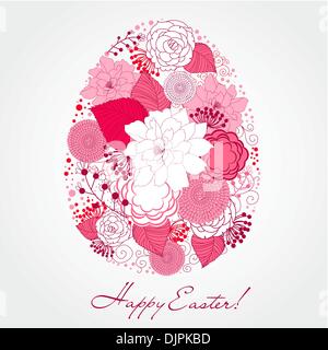 Cute easter egg made from flowers Stock Vector