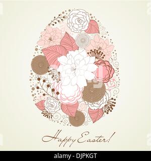 Cute easter egg made from flowers Stock Vector