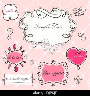 Doodle frames in French style Stock Vector