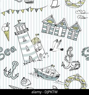 Sea seamless pattern Stock Vector