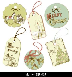 Vintage Christmas tags Stock Vector