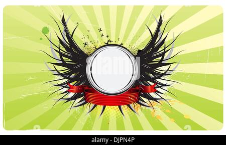 Vector illustration of insignia or badge with wings and  banner, perfect to place your text or image Stock Vector