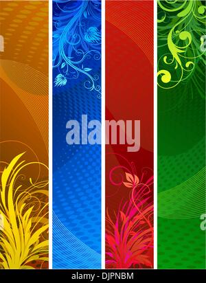 Vector illustration of Banners background. Colourful Abstract floral design set Stock Vector
