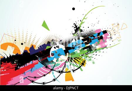 Vector illustration of abstract urban background with  colorful grunge Design elements Stock Vector