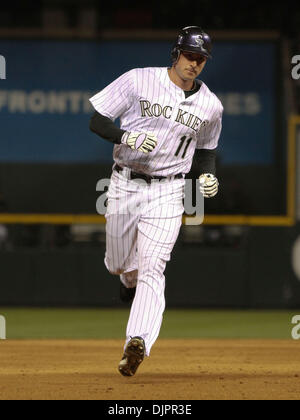 Colorado Rockies right fielder Brad Hawpe watches his three-run home ...