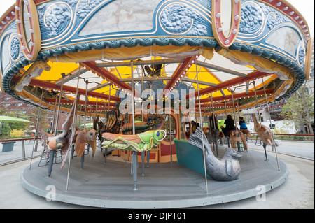 The Greenway Carousel opened on Boston's Rose Kennedy Greenway on Aug. 31, 2013. Stock Photo