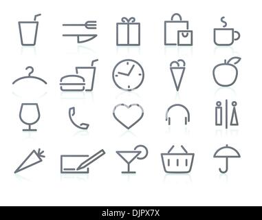 Vector illustration of color neon original style life Icon Set Stock Vector