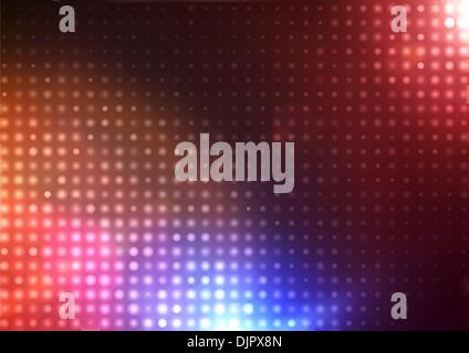 Vector illustration of disco lights dots pattern on red background Stock Vector