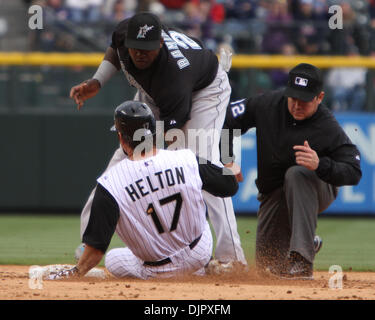 Colorado Rockies batter Todd Helton watches his sixth inning home run  against the San Francisco Giants at Coors Field in Denver on May 11, 2007.  Helton finished the game with a .397