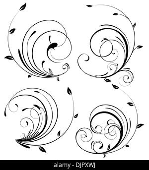 Vector set of swirling flourishes decorative floral elements Stock Vector