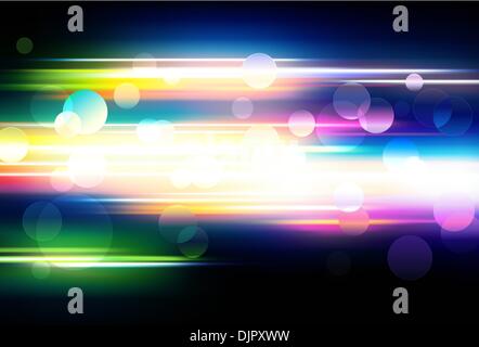Vector illustration of abstract background with blurred magic neon color lights Stock Vector
