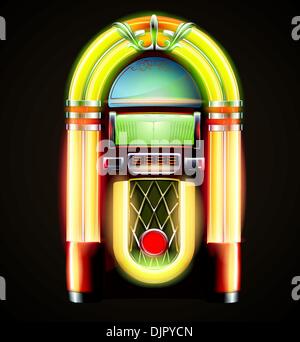 Vector illustration of retro style detailed classic juke box. Stock Vector