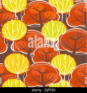 Seamless background made from autumn trees Stock Vector