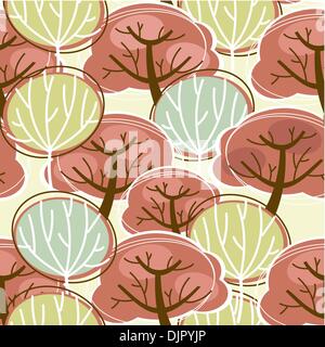 Seamless background made from autumn trees Stock Vector