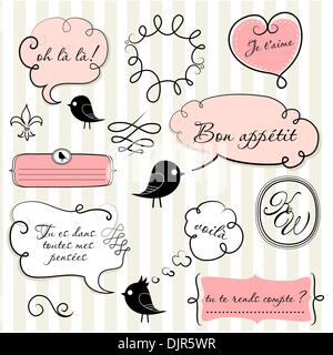 Speech bubbles set in French style Stock Vector
