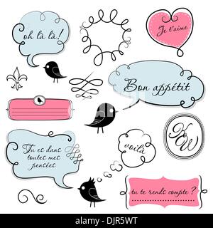 Speech bubbles set in French style Stock Vector